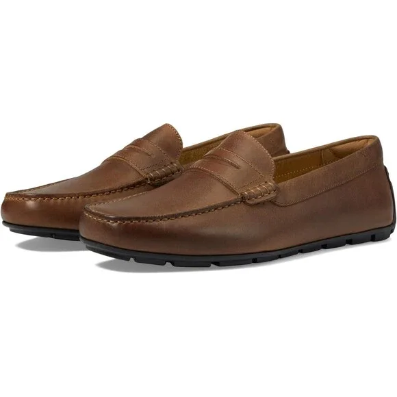 Florsheim Throttle Penny Loafers Men's US 10 Brown Leather Slip On Shoes GAL634 - Picture 1 of 12